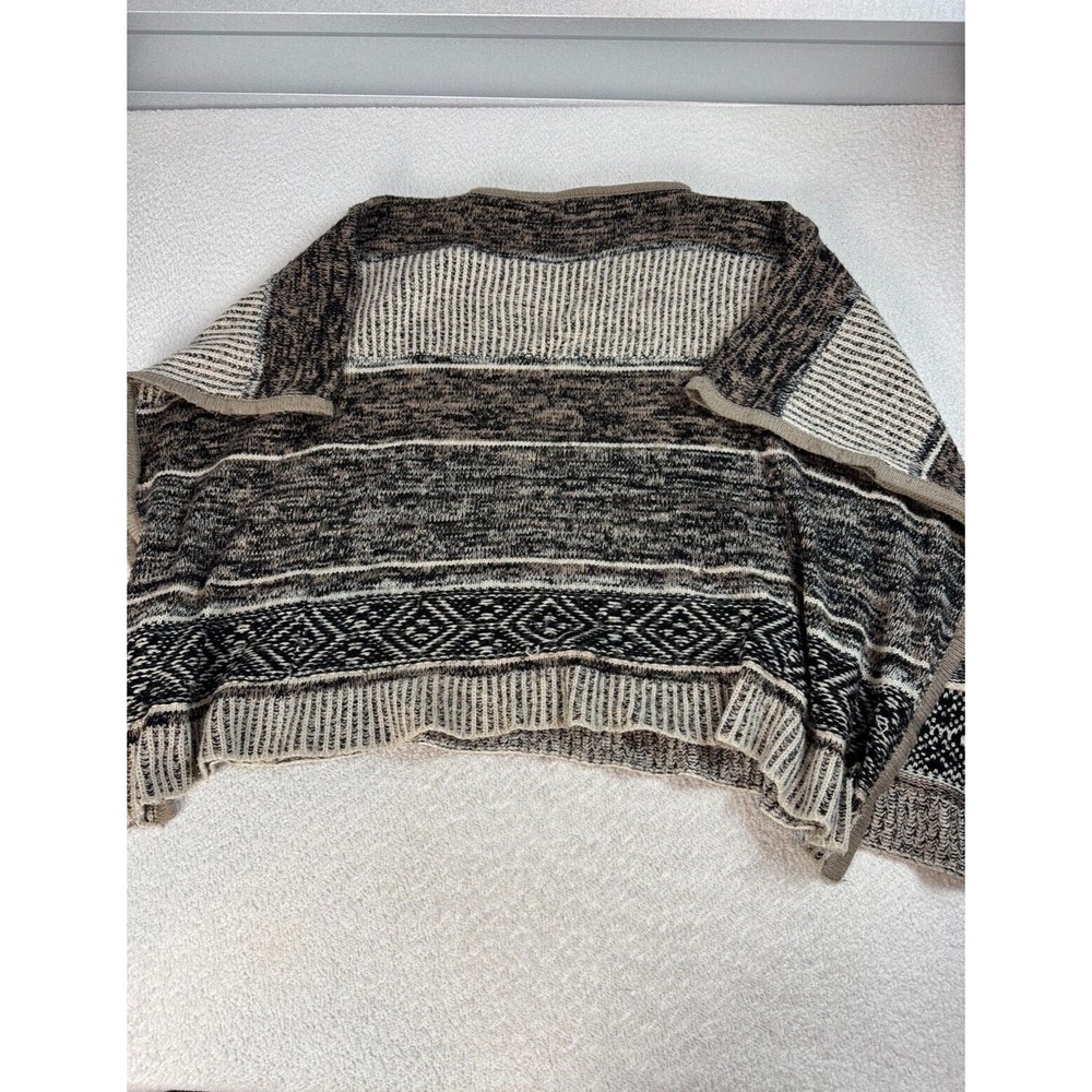GAP Womens Poncho Wool Blend Relaxed Knit Arm Holes Sweater Gray Aztec OS